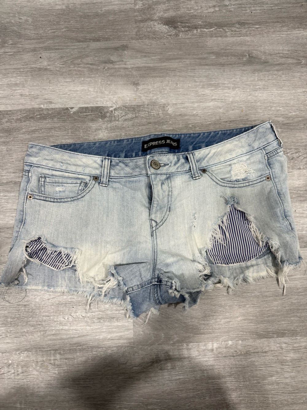 Express Light Blue Distressed Women’s Denim Shorts